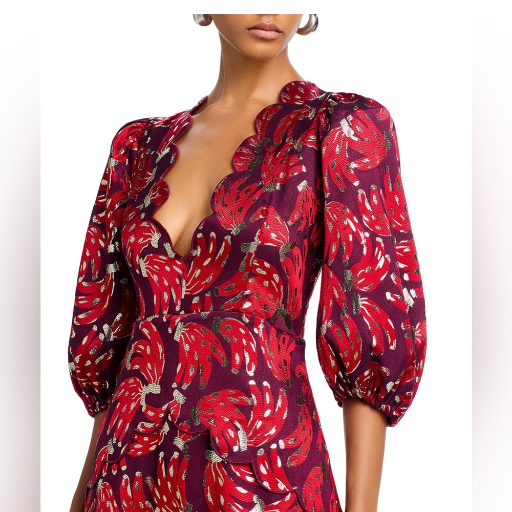 NWT Farm Rio Bossa Banana Metallic Jacquard Maxi Dress - Picture 3 of 10